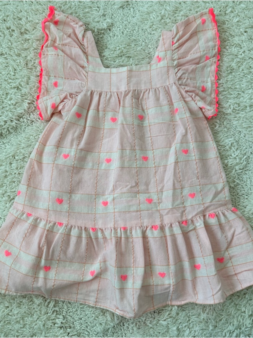 Zara Embroidered Heart Plaid Dress